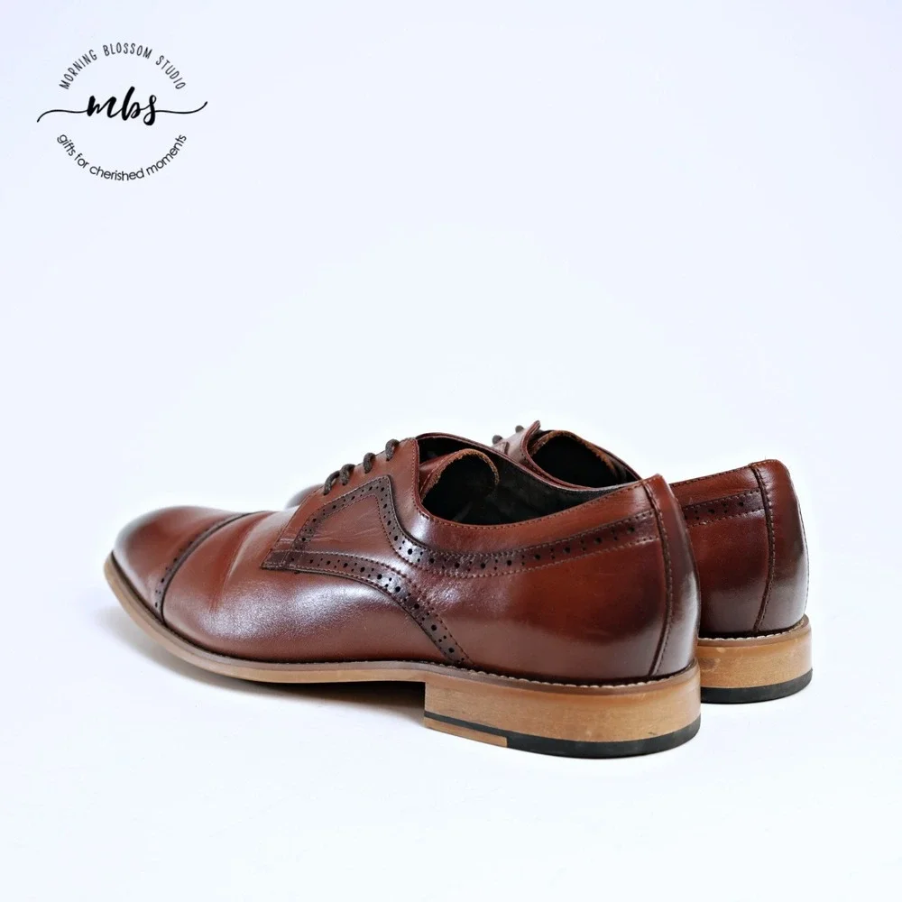 Stacy Adams Dickinson Cap Toe Classic Lace‎ Up Derby Shoes Cognac Brown Men 13